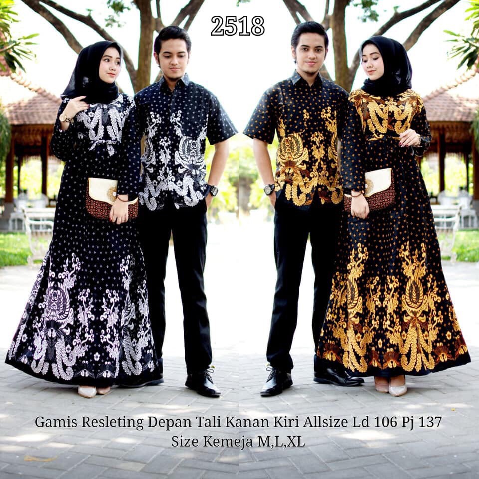 Couple Gamis Sogan Tarantula 2518 Sarimbit Monokrom Gamis Batik Klok