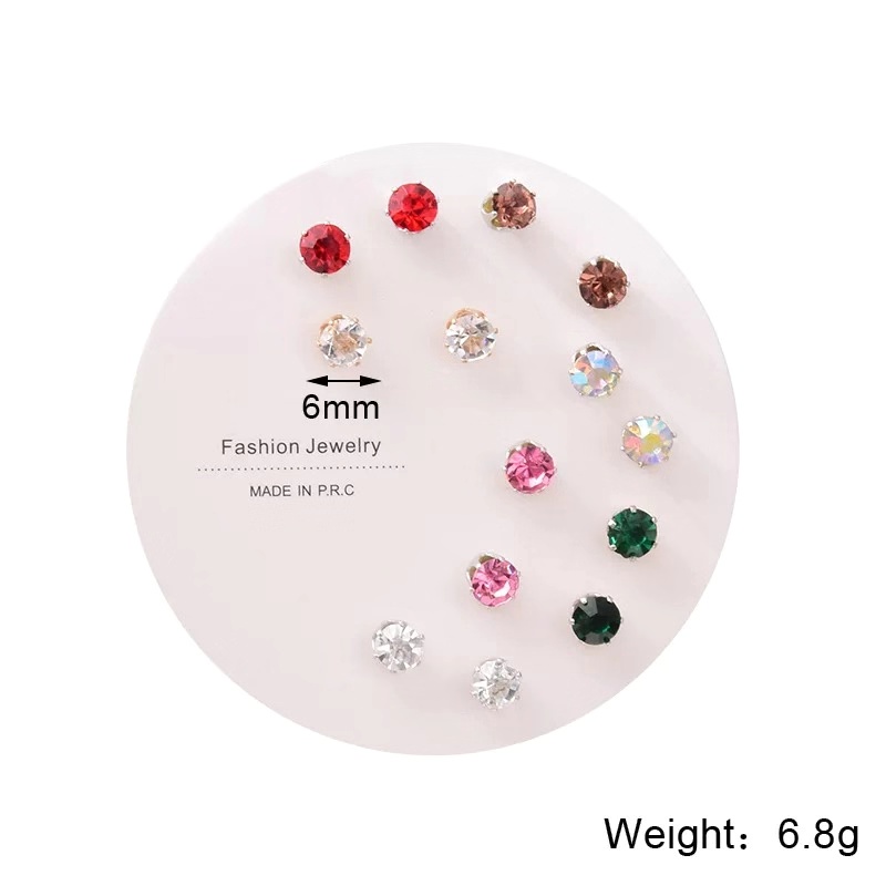 Woman Pearl Rhinestone Heart Flower Star Butterfly Geometric Alloy Stud Earring Set