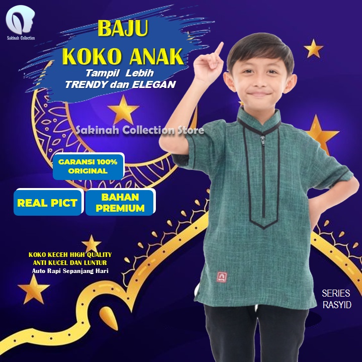 BAJU ATASAN MUSLIM ANAK LAKI LAKI KURTA KOKO PAKISTAN PRIA REMAJA LENGAN PENDEK GARANSI BAHAN ORI