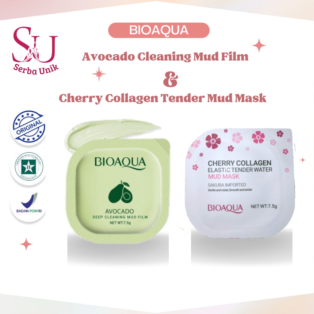 Bioaqua Avocado Deep Cleaning Mud Mask Film &amp; Cherry Collagen Elastic Tender Water Mud Mask