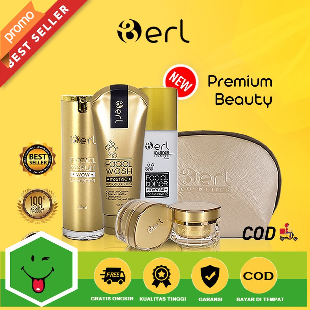 B ERL PREMIUM BEAUTY PAKET B Erl Cosmetics Cream dan Serum Wajah Brightening dan Glowing ❤ SMILE BS 