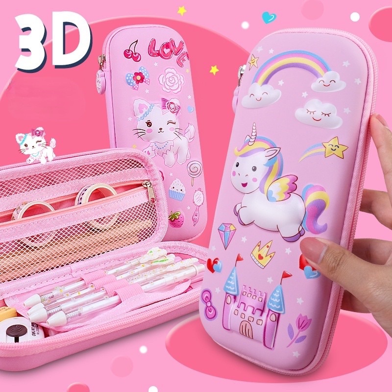 Kotak Pensil Hardcase 3D Timbul / Kotak Pensil Hard Case / Kotak Pensil Anak / Kotak Pensil unicorn