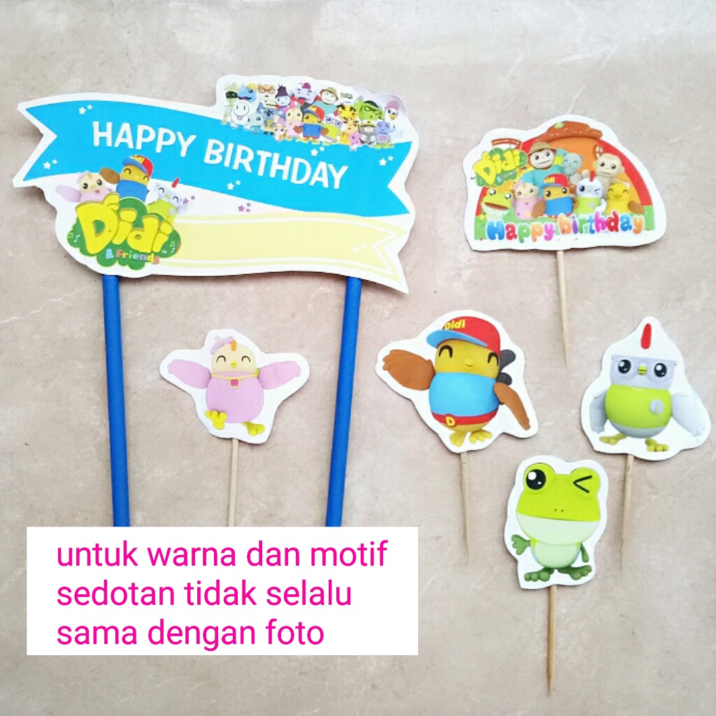 topper toper cake hiasan kue ulang tahun karakter Didi & Friends / Didi and Friends