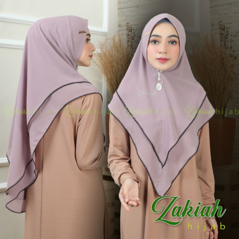 ((ORIGINAL ZAKIAH)) Khimar ceruty ALINE Picot Zakiah