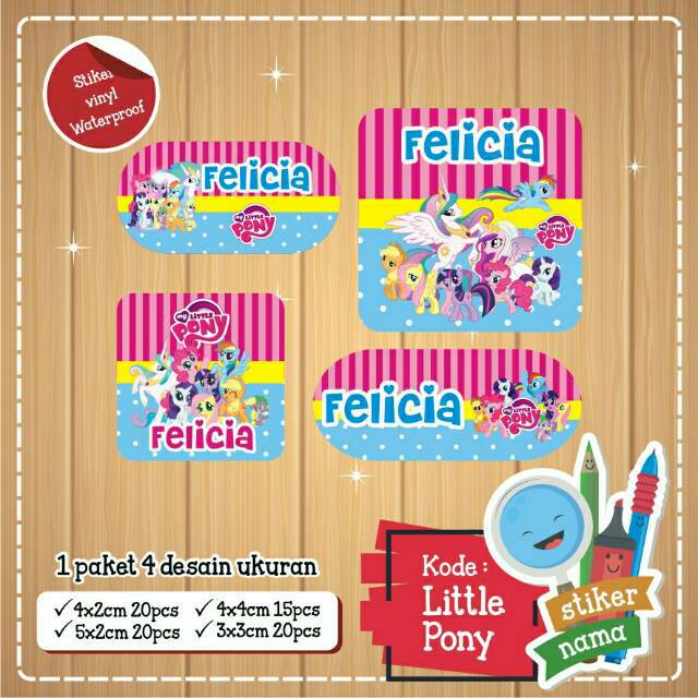 Stiker label nama doraemon / mickey mouse / hello kitty