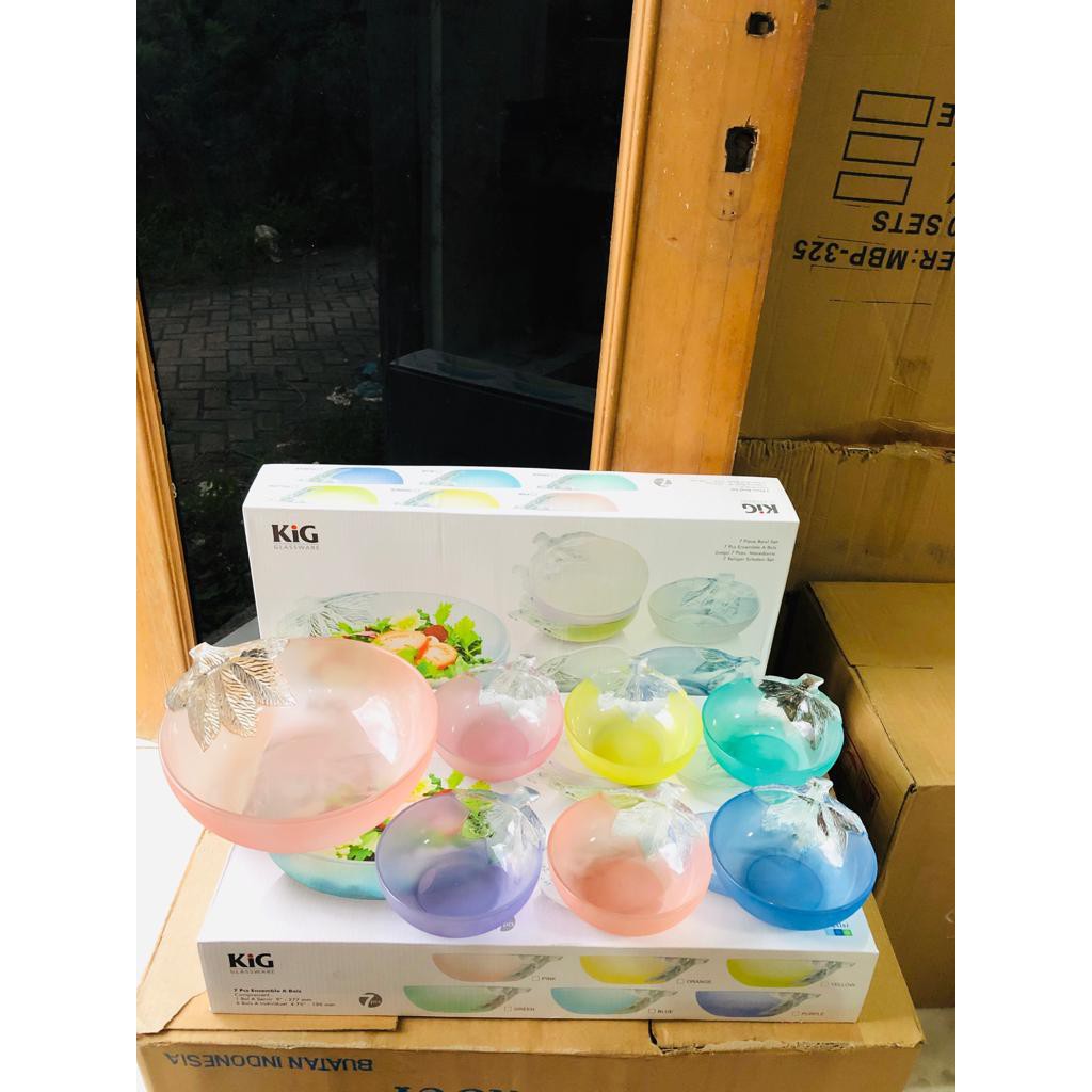 KIG GLASS WARE BOWL SET 7n1 RAINBOW