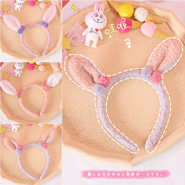 BANDO KOREA WANITA ANAK PEREMPUAN KUPING KELINCI BUNNY AKSESORIS BANDANA LUCU IMPORT AK62