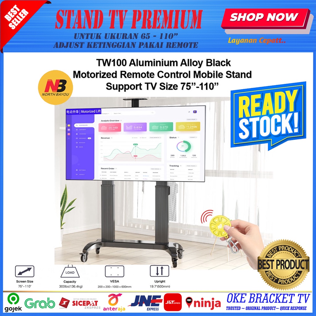 STANDING TV NB TW-100 MOTORIZED SIZE 60 - 100 INCH