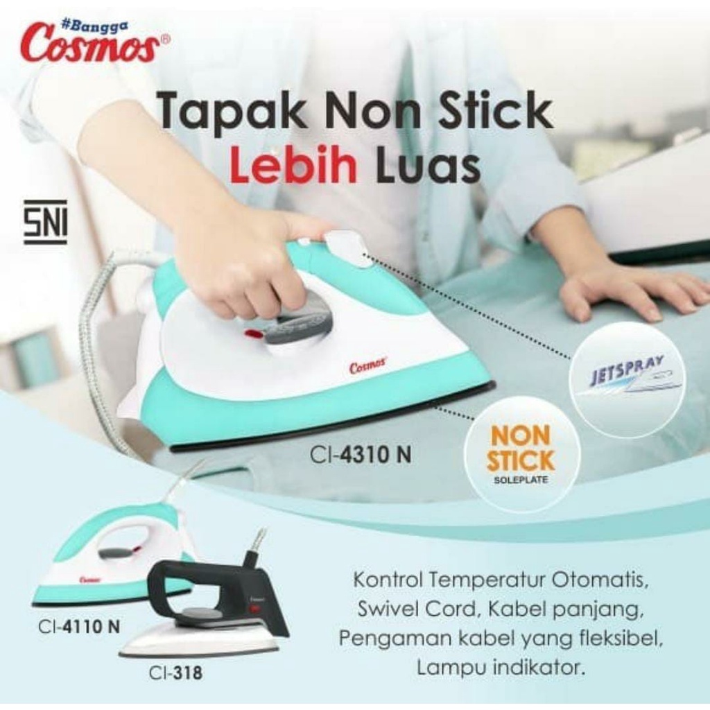 Setrika Cosmos CI 4110 N Non Stick Soleplate Electric Iron Cosmos 4110 Setrika Kering Cosmos Anti Lengket