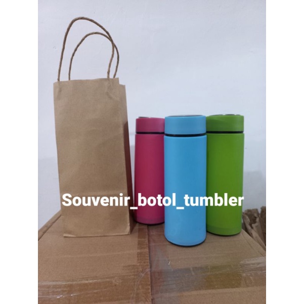 Souvenir botol tumbler kaca  minum warna polos kemas paper bag coklat SOUVENIR PERNIKAHAN MURAH