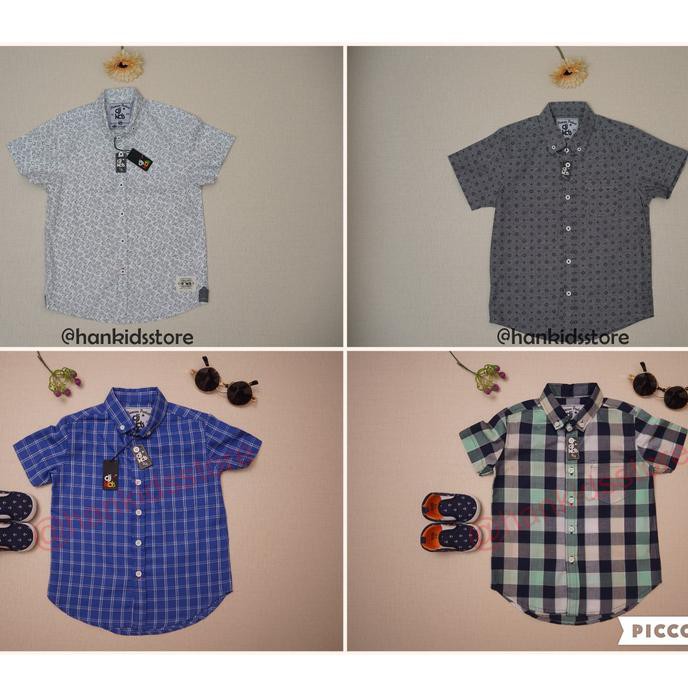 Kemeja Lengan Pendek Anak bermotif/ Organic Oxford (dj kids) DISKON
