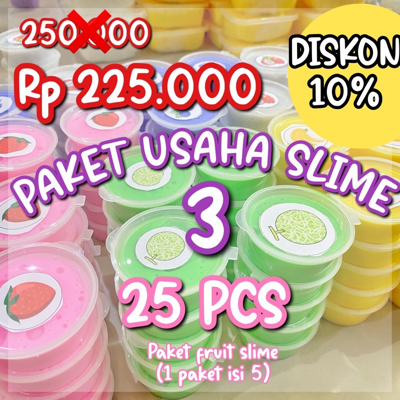 PAKET USAHA SLIME 3 ( PAKET FRUIT SLIME ISI 5 PCS)