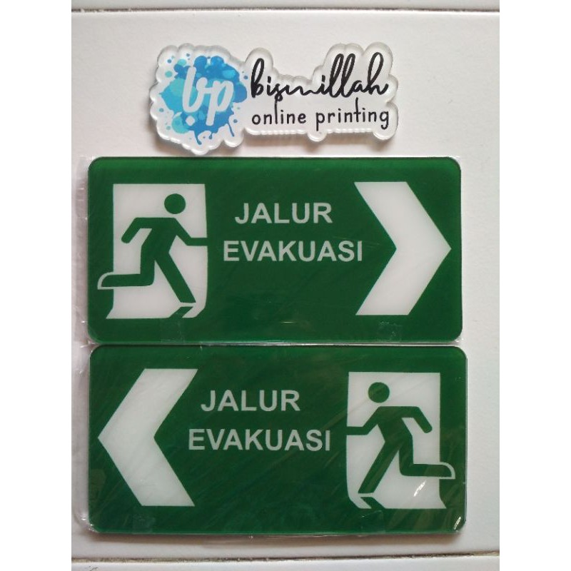 

Akrilik jalur evakuasi uk 20x10cm print laser UV