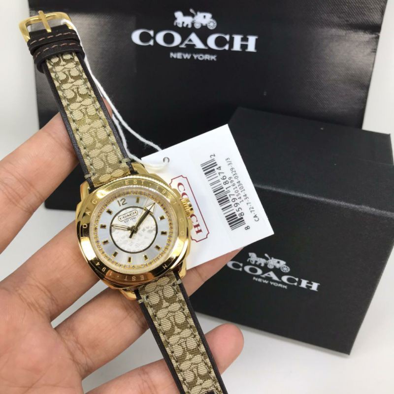 Jam Tangan Coach Wanita Original Gold Strap Leather Garansi COD