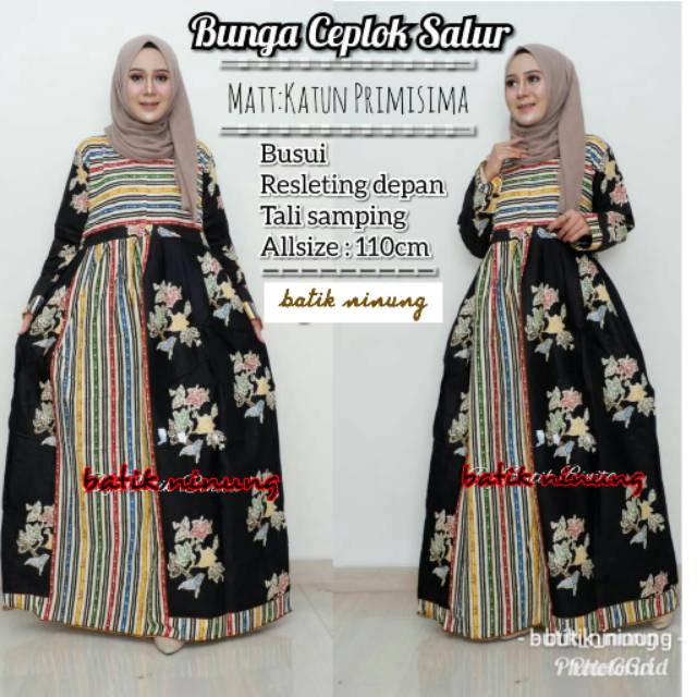 Gamis batik bunga ceplok salur
