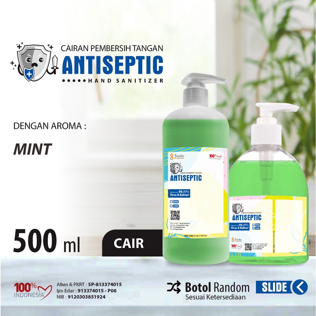 Hand Sanitizer • CAIR MINT 500ml • Botol Pump