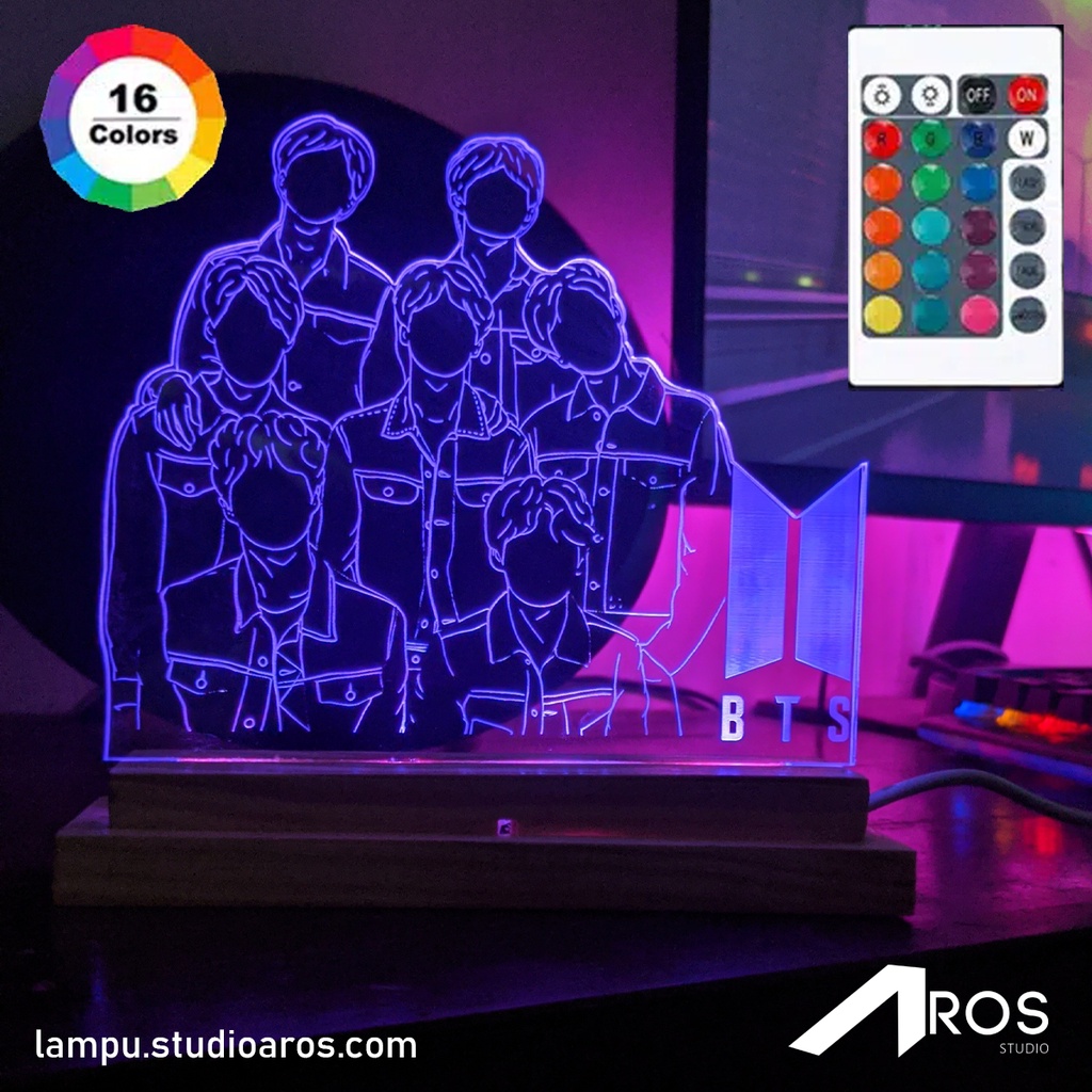BTS Mood Light Acrylic / Lampu Tidur Akrilik [RGB + Remot]