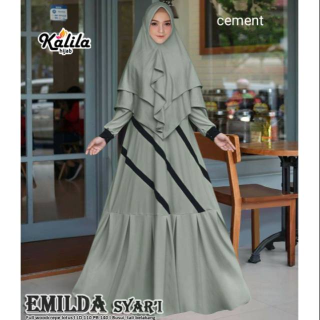 Hijab & Gamis Busui Tali Belakang Emilda Syar'i by Kalila LD110 PB 140