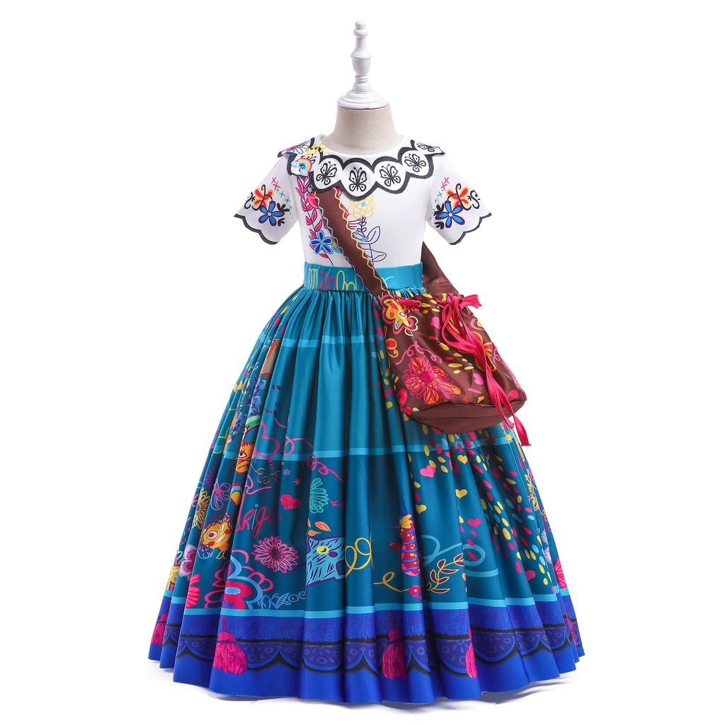 Disney Princess Dress for kids ENCANTO MIRABEL DAN ISABELA KOSTUM ANAK PEREMPUAN IMPORT + TAS