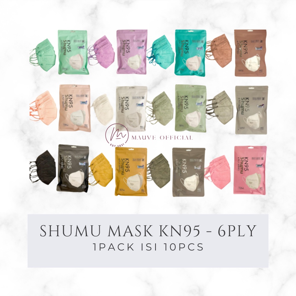 MAUVE MASKER KN95 SHUMU & MOUSON WARNA WARNI PACK ISI 10PC FREE KONEKTOR HIJAB PREMIUM MASK ORIGINAL