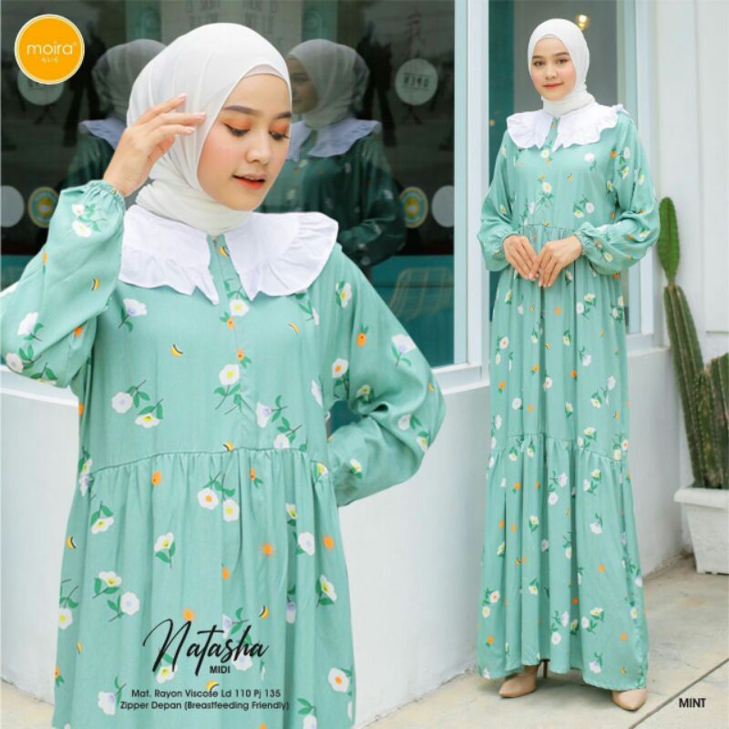 Natasha Midi Dress/Midi Dress Hijab Rayon Viscose,  Gamis Midi Rayon Viscose