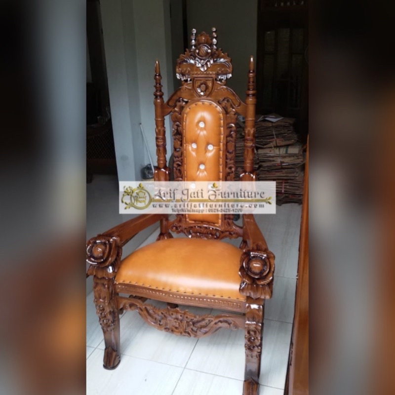 Kursi Raja Motif Bunga Kayu Jati Murah