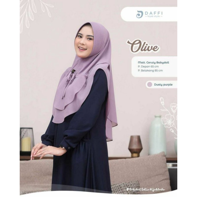 Khimar Standart Mini - Olive ORI Daffi Hijab Khimar 2 Layer Ceruty Babydoll Murah Original Daffi Hijab Syar'i Cantik