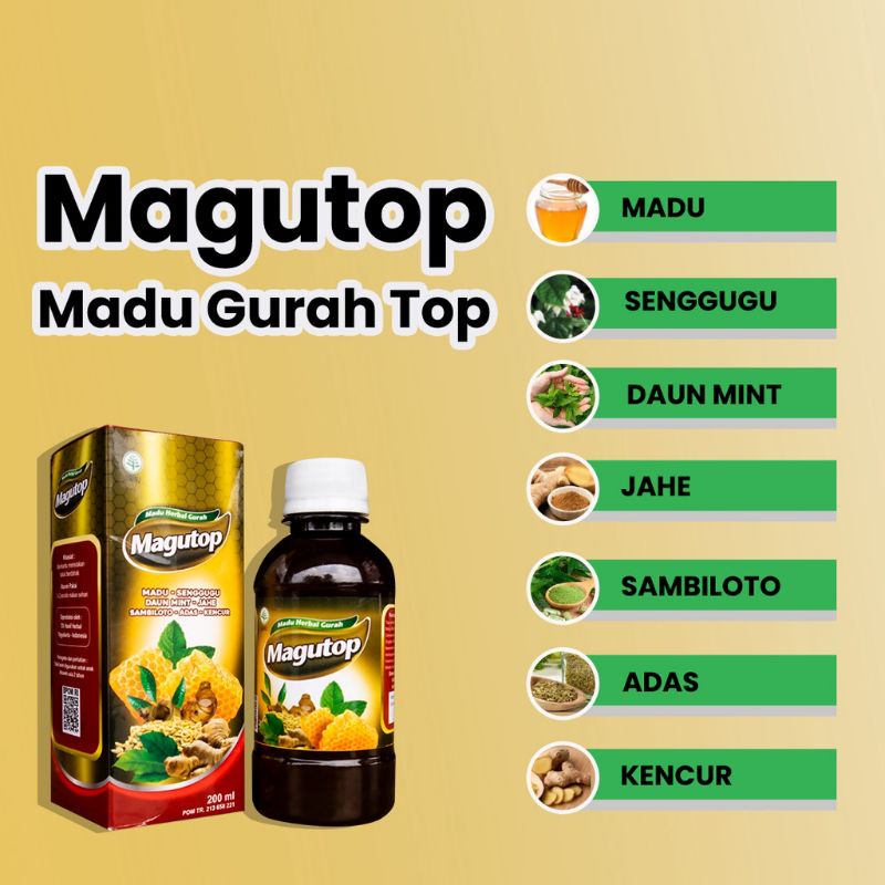 Magutop madu gurah top atasi batuk berdahak dan tidak berdahak, obat batuk paru paru, sinus, sesak nafas, bronkitis