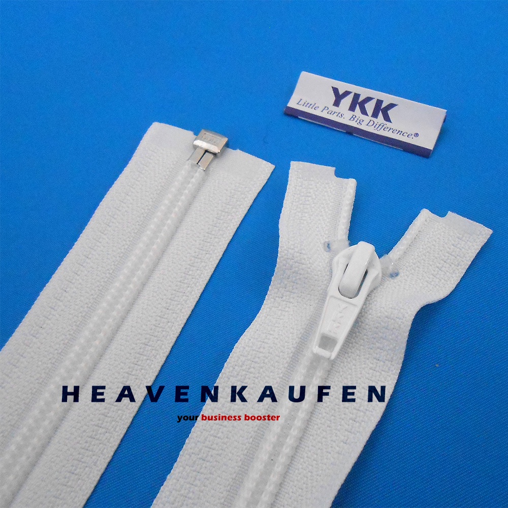 Resleting Zipper Jaket YKK 75 cm / 30 inch Warna Putih Type Gigi Halus Gigi Coil Set Open End Buka Lepas