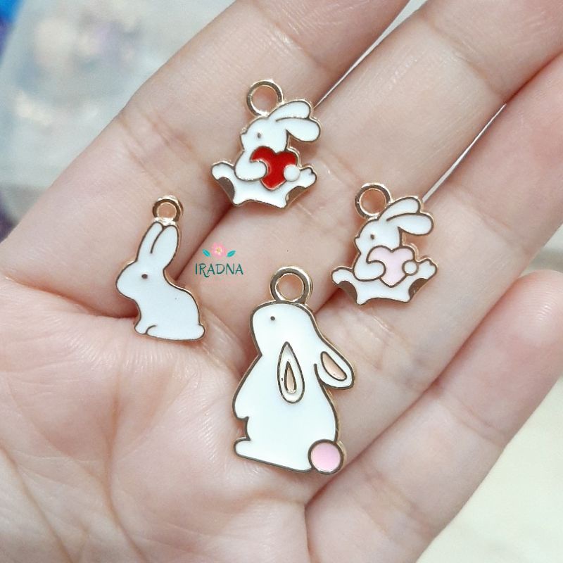 Bandul Kalung Gelang Keychain Bentuk Kelinci Putih Cute Rabbit