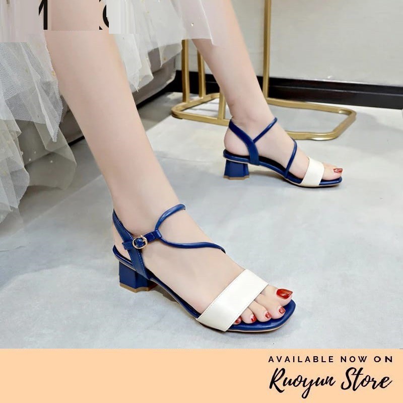 RYS - Korean Block Sepatu Hak Bertali Casual - Ori Import