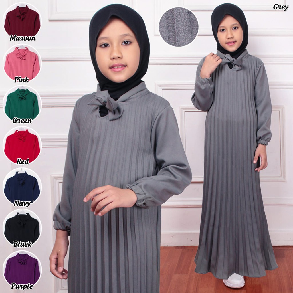 (RealPict) GAMIS PLISKET ANAK MAXY DRESS PLISKET PRISKET PLEATED LONGDRESS MAXI LEBARAN MAYUNG