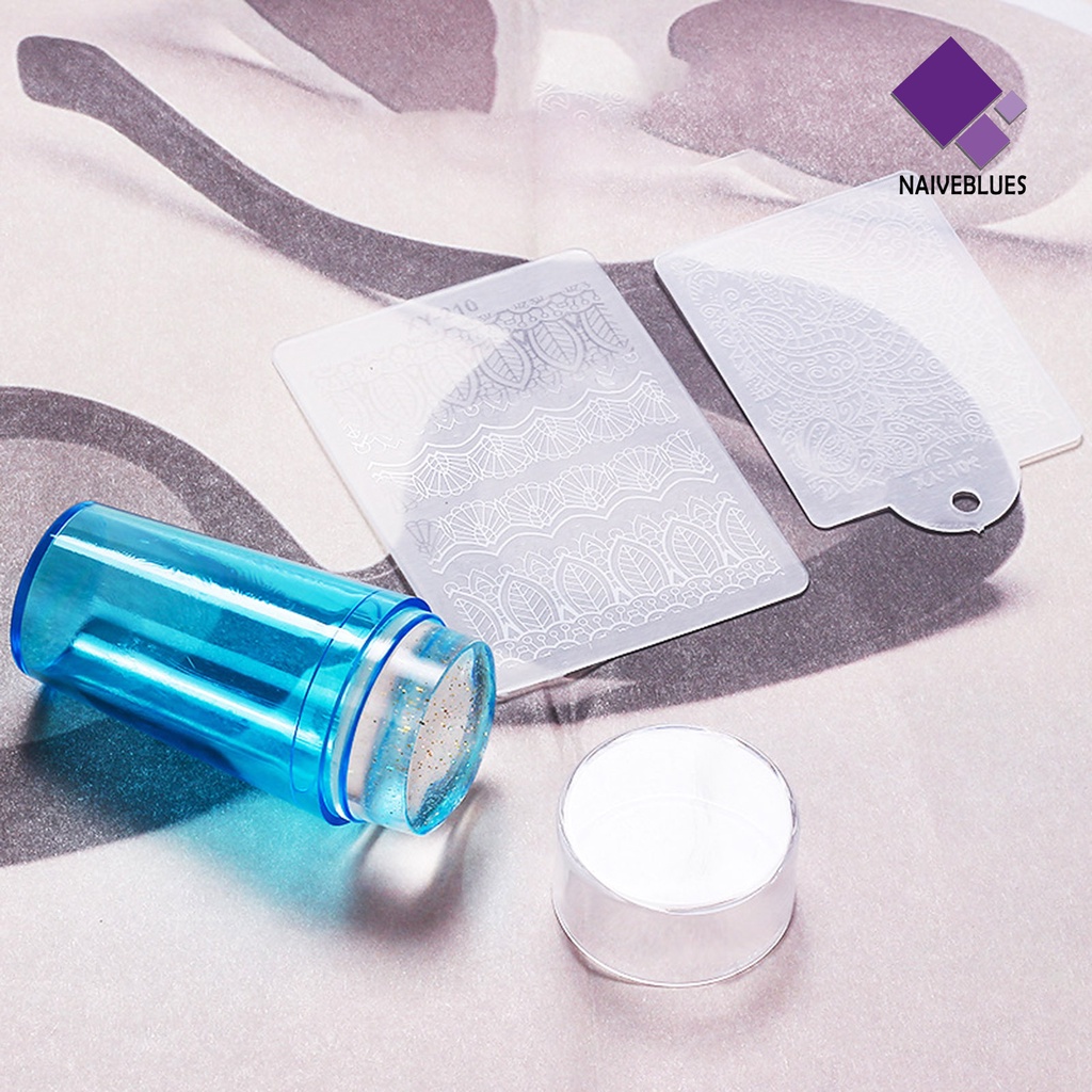 Naiveblue &gt; 1 Set Stempel / Cap Kuku Bahan Silikon Reusable Untuk Nail Art Wanita