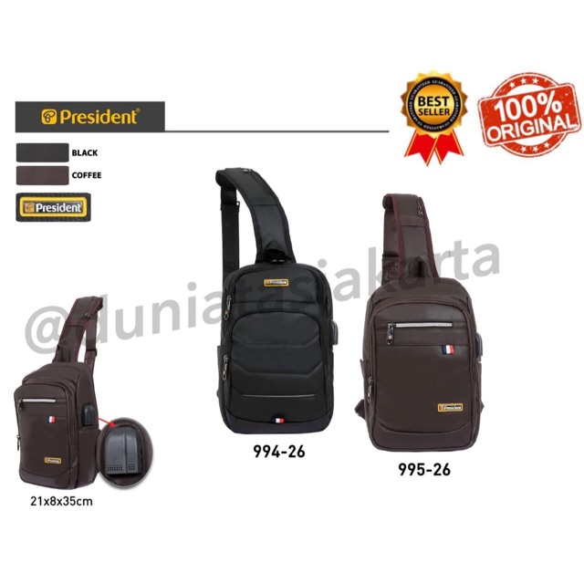 ORIGINAL PRESIDENT - Tas Selempang Weist Bag / Selempang Gaul ( IMPORT )