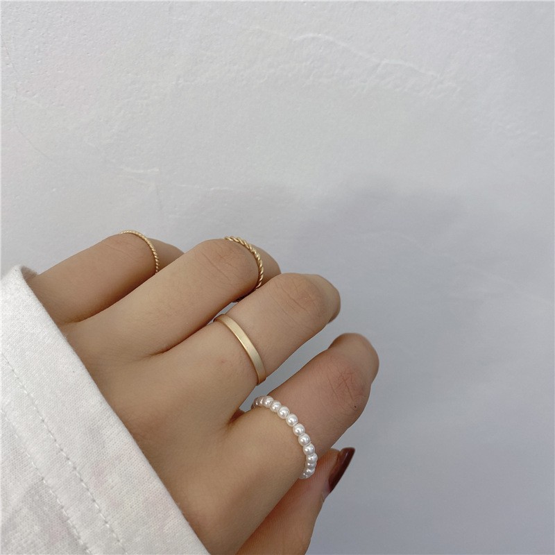 Four-piece Pearl Ring Accessories Simple Casual