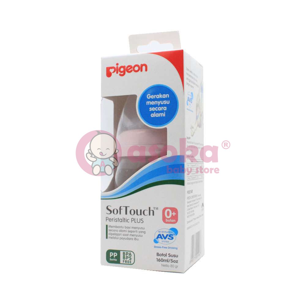 Pigeon SofTouch Peristaltic Plus 160ml Botol PP Wide Neck ASOKA