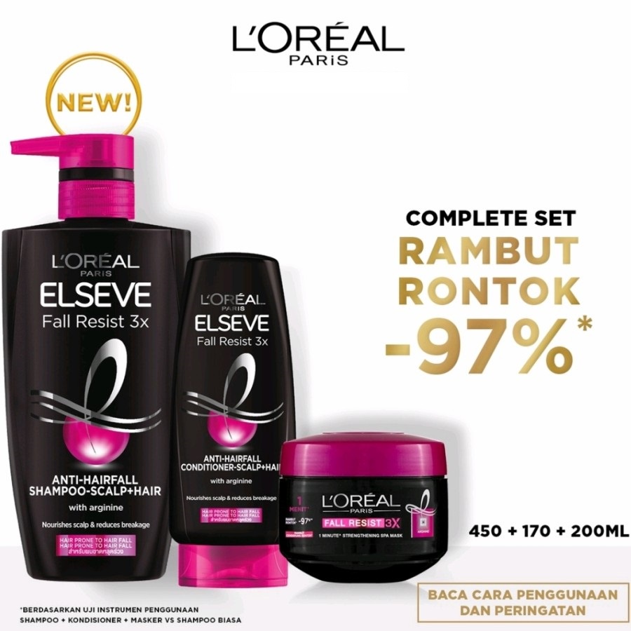 ★ BB ★ L'Oreal Paris Fall Resist 3X Shampoo - Conditioner - Loreal Hair Mask (Perawatan Untuk Rambut Mudah Patah)