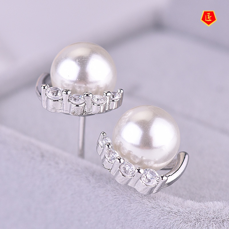 [Ready Stock]Fashion 925 Silver Natural Pearl Ear Studs