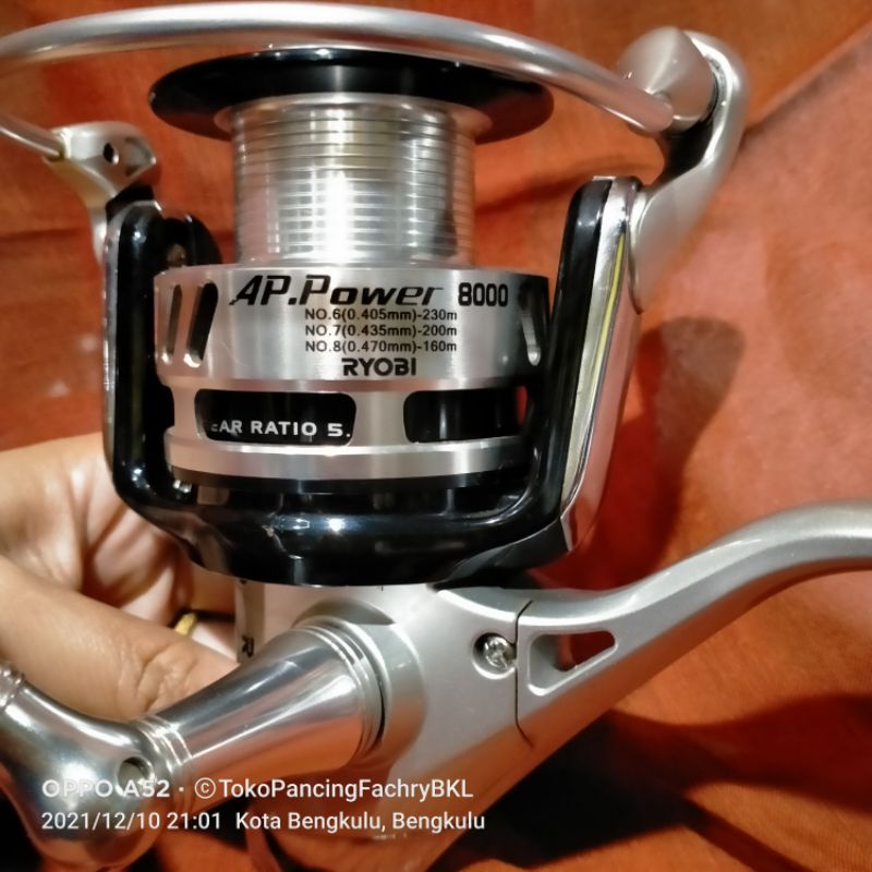 Reel RYOBI AP Power ll 8000 Katrol Gulungan Pancing FULL METAL SPINNING REEL