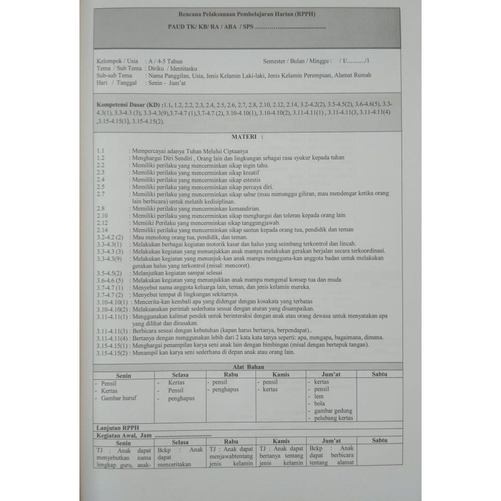 Buku Panduan Guru Paket Rpp Rpph Rppm Dan Prosem Sesuai Kurikulum 2013 Tk A B Shopee Indonesia