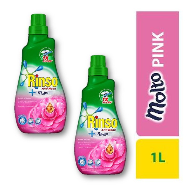 Rinso Molto Deterjen  Cair  Pink 1  Liter  Twin Pack 