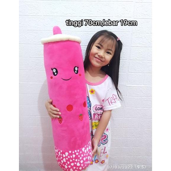 Boneka Bantal Guling Milk Tea Boba 70Cm