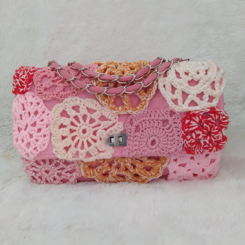 Tas Rajut - inspired by CHANEL Crochet Flower Single Flap Bag