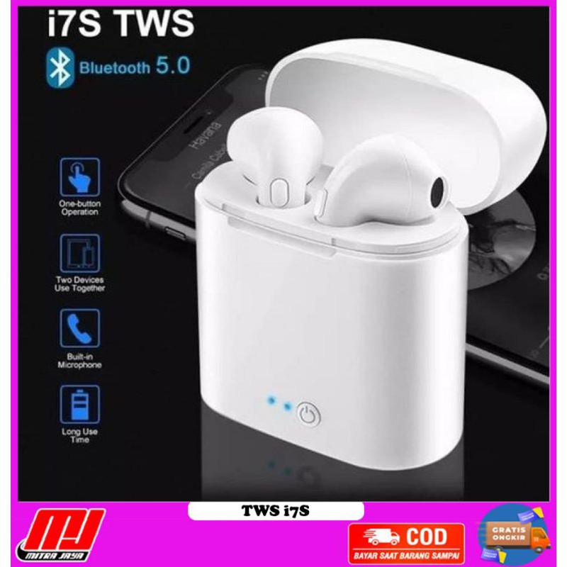 Headset Bluetooth i7S Twins Wireless 5.0 Touch Control