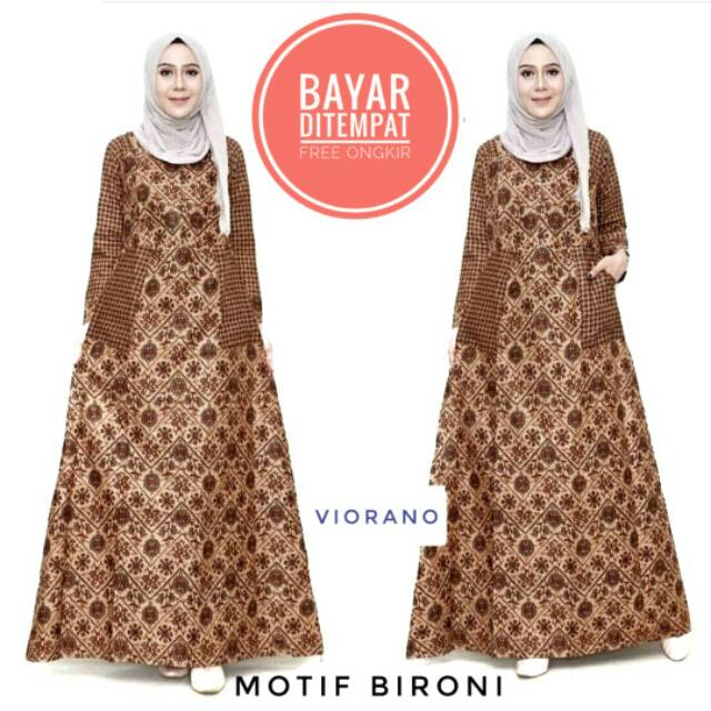 Gamis Wanita Muslimah Batik Pocket Zipper Depan Gamis Cewek Muslimah Dengan Saku Motif Batik