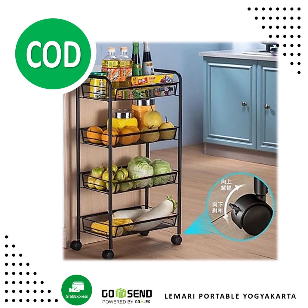 Jual Ginger Rack Dorong 4 Tingkat Roda Susun Full Besi Rak Lantai Troli ...