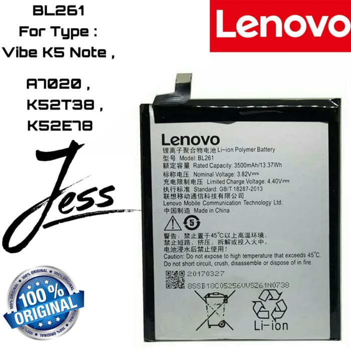 Baterai Original Lenovo BL261 , BL-261 , A7020A48 , K52T38 , K52E78