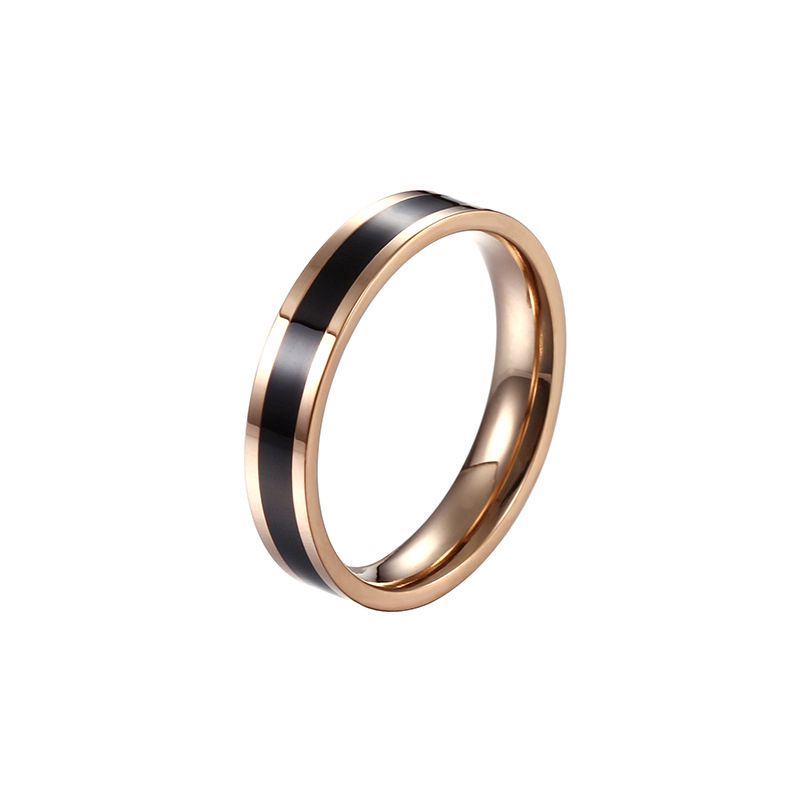 Cod Ring Titanium Pria Wanita Gold Hitam Anti Karat -Gold Black