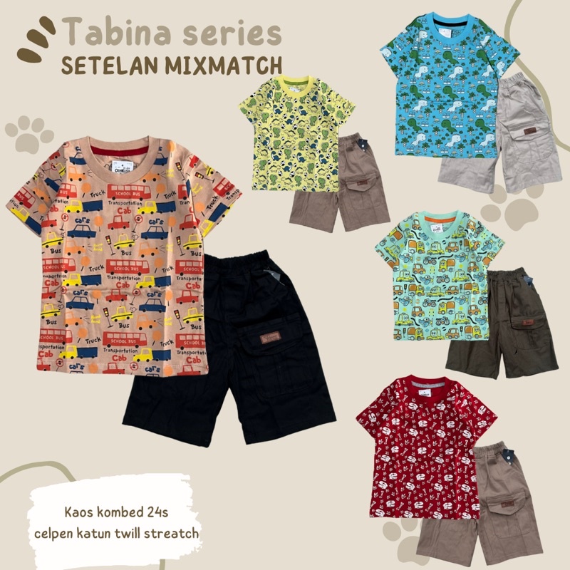 SETELAN ANAK LAKI LAKI KAOS DAN CELANA PENDEK TABINA 1-6 TAHUN