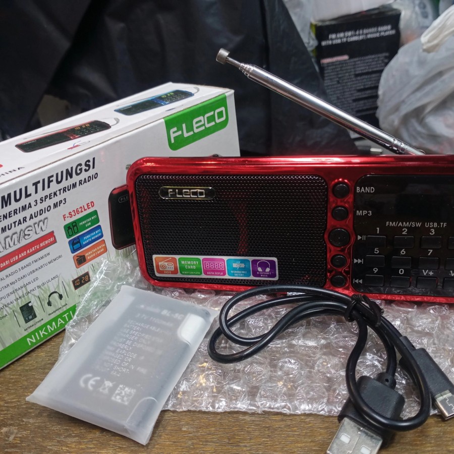radio mini, Speaker Radio fleco F-S362LED,dengan kait di belakang